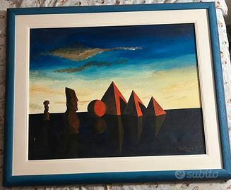 Quadro olio su tela metafisico Pino Licata