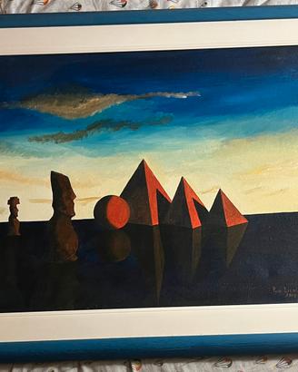 Quadro olio su tela metafisico Pino Licata
