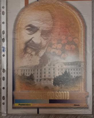folder padre pio santo lamina oro