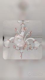 Lampadario in vetro  di Murano  rosa