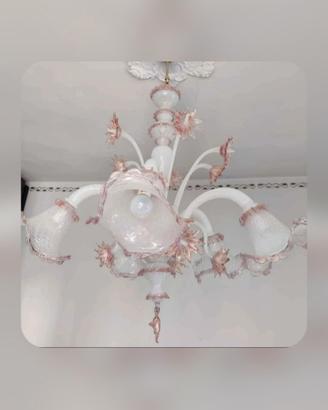 Lampadario in vetro  di Murano  rosa