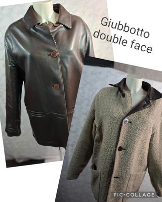 Giaccone double face marrone similpelle 