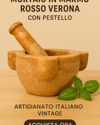 MORTAIO IN MARMO ROSSO VERONA DIAMETRO CM. 23