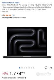MacBook pro M5 16/512 (Nuovo)