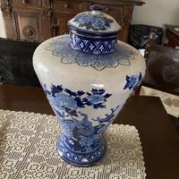 Vaso /Temple Jar cinese in porcellana blu e bianco