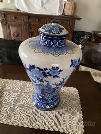 Vaso /Temple Jar cinese in porcellana blu e bianco