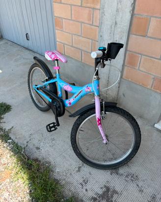 Bicicletta bimba 20" azzurra e rosa
