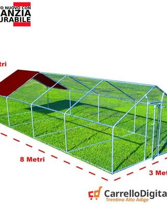 Recinto per Galline 3x8 m x h 2 m – 24 mq bordeaux
