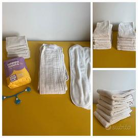 16 pannolini lavabili newborn + prefold + cover