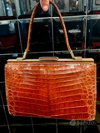 Borsa a mano vintage 50/60 in pelle di coccodrillo