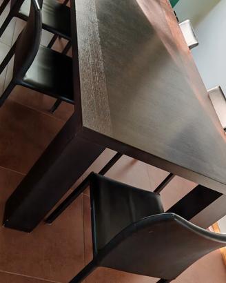 Tavolo in rovere finitura wengé 200x100 cm + sedie