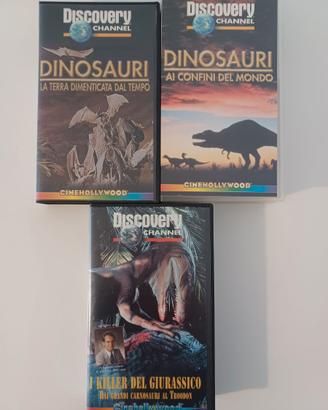 Dinosauri, 3 videocassette documentario Discovery.