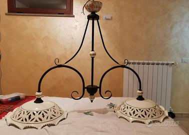 Lampadario in ceramica e ferro 