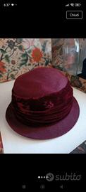 cappello donna vintage lana  bordeaux 