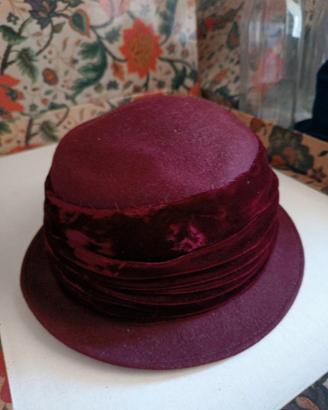 cappello donna vintage lana  bordeaux 