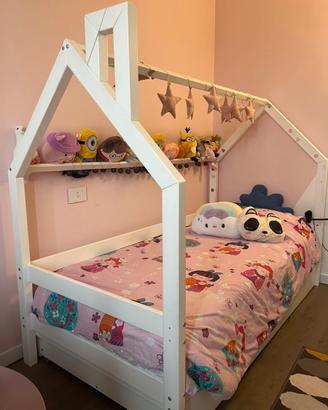 Letto a capanna bianco con cassetto letto