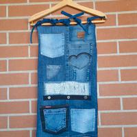 Sacca organizzatore con tasche in tessuto jeans