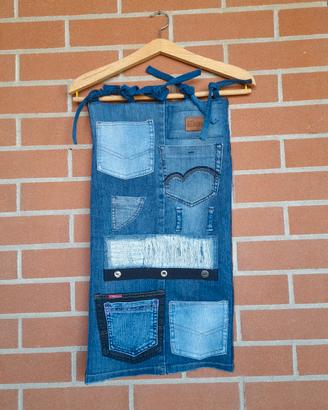 Sacca organizzatore con tasche in tessuto jeans