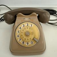 Telefono fisso vintage a disco anni 60/70 tortora