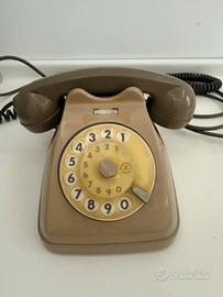 Telefono fisso vintage a disco anni 60/70 tortora