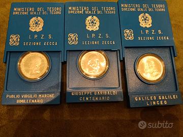 Monete commemorative Garibaldi, Virgilio, Galileo