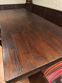 Tavolo rustico in legno massello+7 sedie+panca