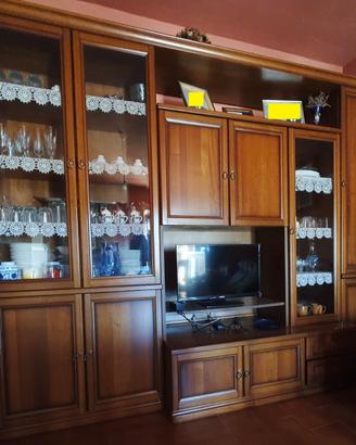 Credenza cucina vetrina in legno noce come nuova