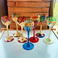 Calici vetro Murano policromi oro