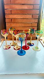 Calici vetro Murano policromi oro