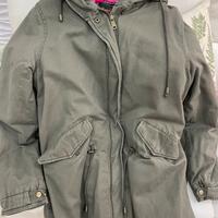 Parka verde militare XL con pelliccia interna rosa