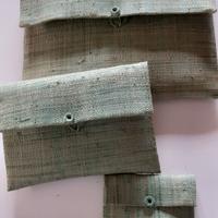 Set di 3 buste/borse a mano in paglia verde chiaro