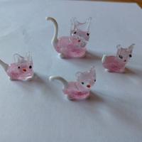 FAMIGLIOLA DI GATTI IN VETRO DI MURANO.