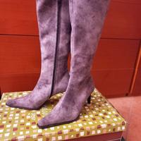 Stivali scamosciati tacco a spillo taglia 39