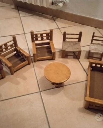 Salottino in miniatura in legno 