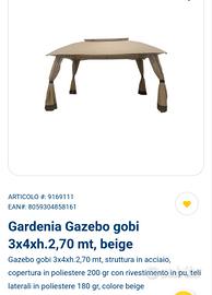 Gardenia Gazebo gobi 3x4xh.2,70 mt, beige