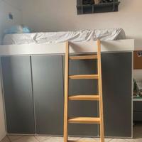 Letto sungolo rialzato con armadio