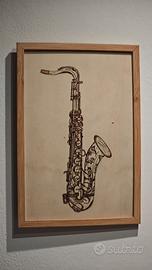 Pirografia Sax Tenore fatta a mano 21x29cm
