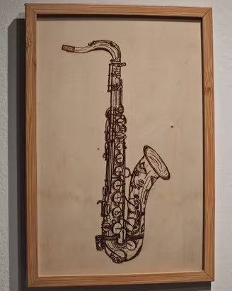 Pirografia Sax Tenore fatta a mano 21x29cm