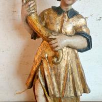 Scultura angelo antico laccato e dorato 700 XVIII