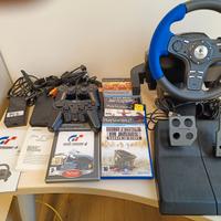 Console Playstation 2 con volante e pedaliera
