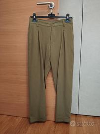 Pantaloni in lino Calliope verde oliva con pinces