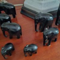 Ste di 9 elefanti Originali Indiani in ebano