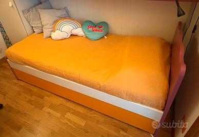 Letto singolo violetta/arancio con rete estraibile