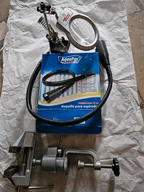 set saldature, tubo asprapolvere e morsetto 