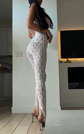 Leggings aderenti con fantasia traforata/pizzo