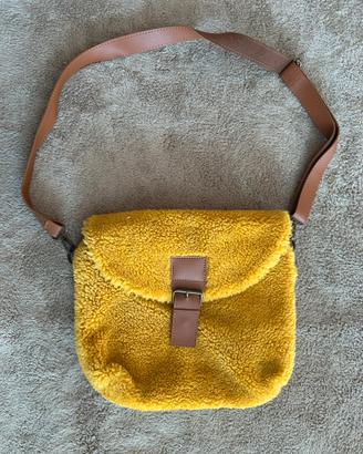 Borsa a tracolla gialla senape morbida teddy