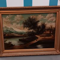 dipinti olio su tela con cornici in legno anticata