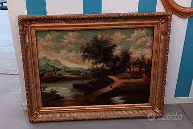 dipinti olio su tela con cornici in legno anticata