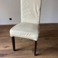 4 Sedie legno e pelle - design usate ma buono st