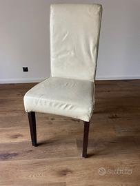 4 Sedie legno e pelle - design usate ma buono st